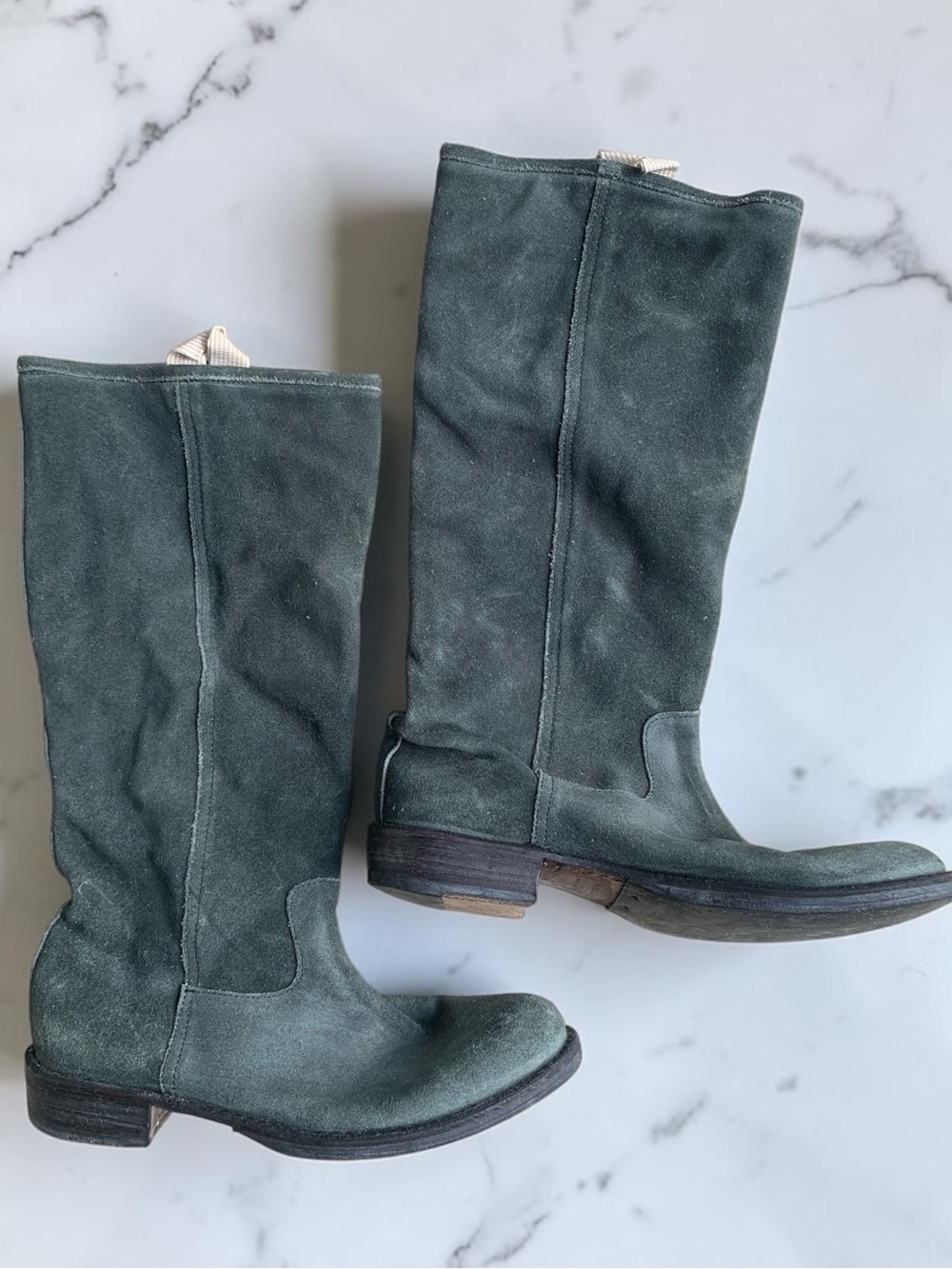 Fiorentini + Baker Tall Suede Boots in Sage Green EU 40